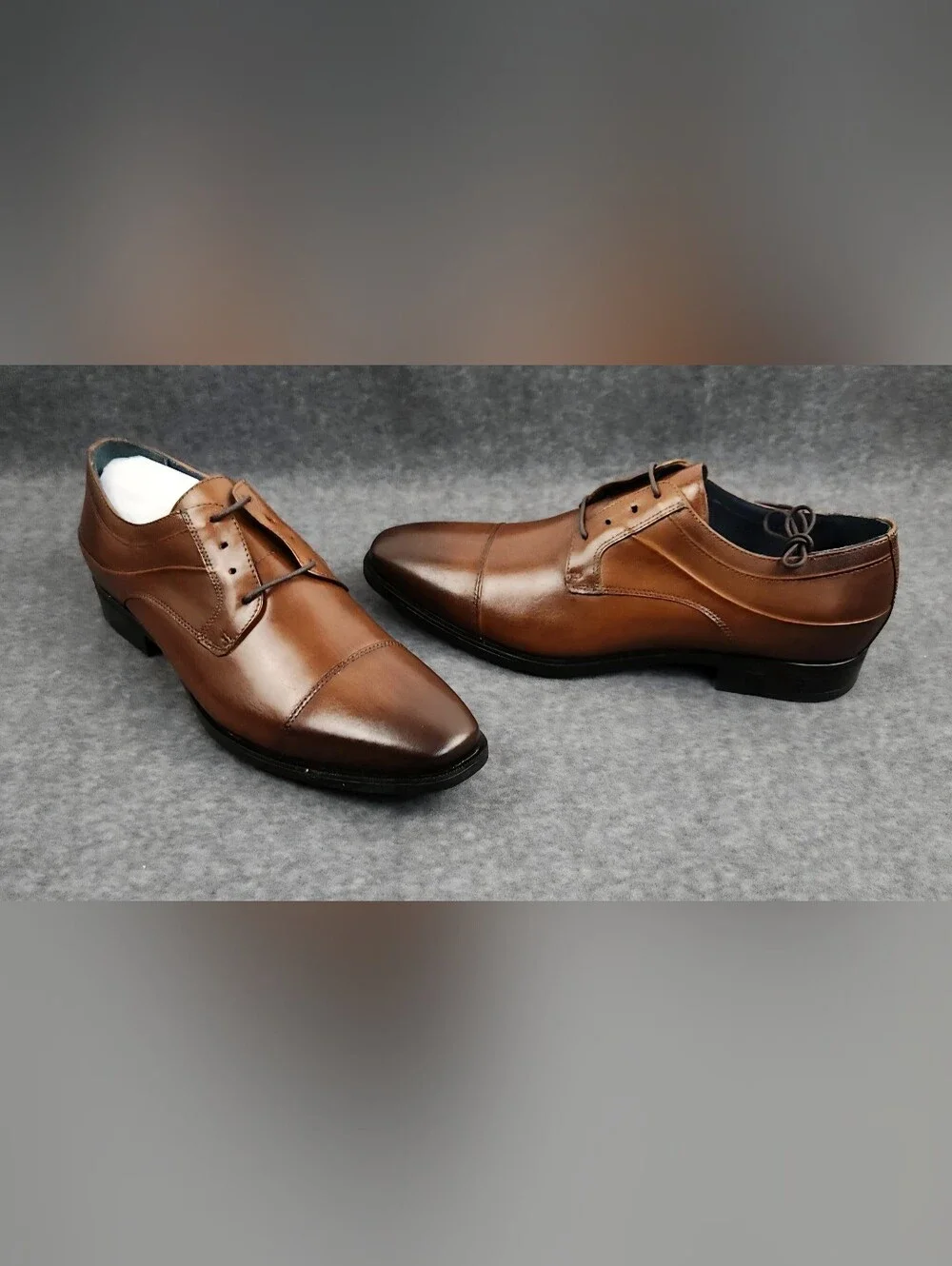 Johnston And Murphy Gibbons Cap Toe Shoe Mens 11.5 Brown Full Grain Leather Lace